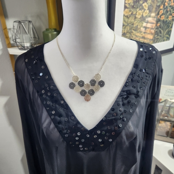 Sheer black blouse with sequins - Picture 2 of 7